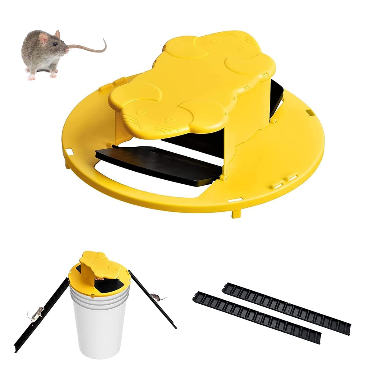 HASTHIP Mouse Trap for Mice, Rats, Chipmunks, Squirrels, Hamsters and Other Rodents, Reusable Trap Bucket Rat Catcher, Trap Door Style, Auto Reset, Humane Not not Fatal(Bucket Not Included) HASTHIP Mouse Trap for Mice, Rats, Chipmunks, Squirrels, Hamsters and Other Rodents, Reusable Trap Bucket Rat Catcher, Trap Door Style, Auto Reset, Humane Not not Fatal(Bucket Not Included)